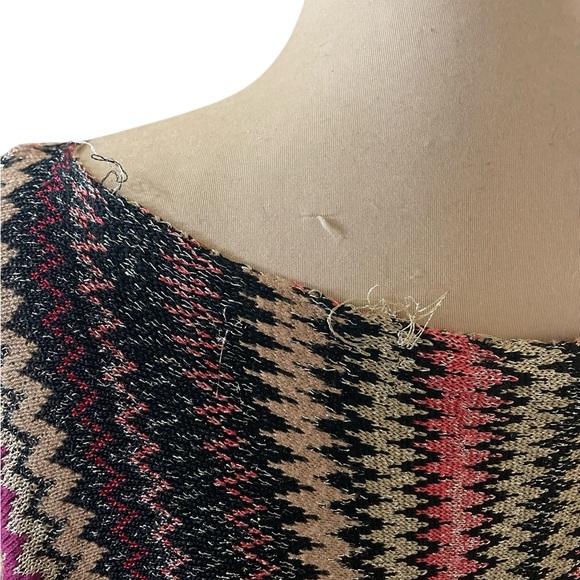 Boston Proper Chevron Print Fringe Poncho in Bright Multicolor (DM) - Picture 10 of 12